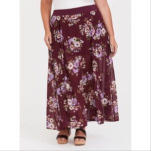 Torrid Maroon Floral Sheer Skirt with Shorts 00